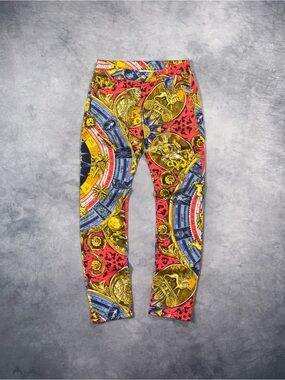 Moschino Couture FW19 Runway Baroque Astrology Zodiac Y2K Multicolor Denim Jeans